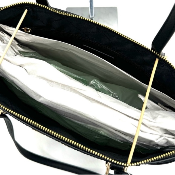 Michael Kors Large Charlotte TZ Tote Bag & Large Trifold Wallet Black/Gold - Picture 9 of 14